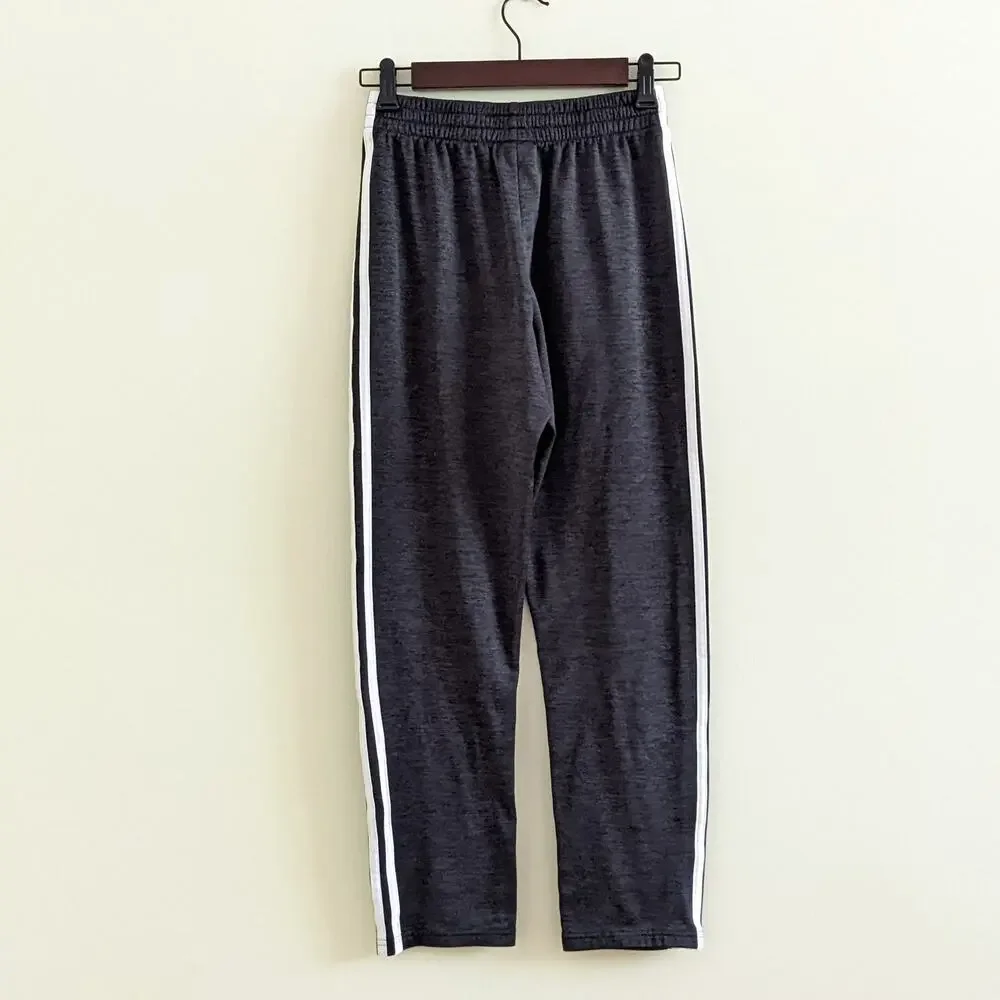 Adidas 3 Stripe Athletic Pants Sz L/14-16 Heathered Charcoal Pockets